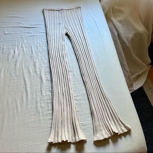 Find Me Now cream rib knit flare skinny pants